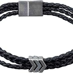 925 Sterling Silver Create Your own Path Story Bead with Black Triple Layer Faux Leather Magnetic Clasp Bracelet for Men and Women-image-8