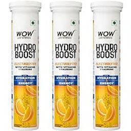 WOW Life Science Hydroboost Electrolytes Low Sugar Energy Drink For Instant Hydration - 20 Effervescent Tablets With 5 Essential Electrolytes + Vitamins (B6, B12, C & D) | Orange Flavour | Pack of 5-image-5