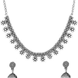 Traditional Silver Oxidised Kohlapuri Jewellery Choker Necklace Set for Women-image-49