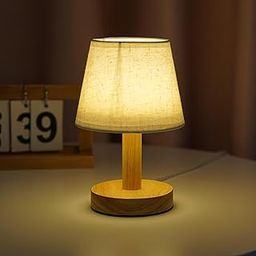 The Better Home Dimmable Table lamp for Bedroom-10cm|Table Lamp for Study | Wooden Base & Fabric Shade | Aesthetic Table Lamp for Living Room | Gift for Housewarming Ceremony| Home Decor Items-6