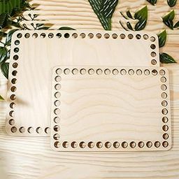 Cliths Pack of 2 Wooden Crochet Basket Bottoms, Rectangle Wooden Base for DIY Crafts, Crochet Baskets, Trays, and Storage-image-56
