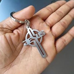 Lord Christian Jesus Cross With Text 1MM Thick Light Weight Strong Metal Keychain Key Chain For Men Women Car Bike Lockers Gifting-0