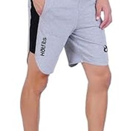 hotfits Men's Self Designed Panel Casual Cotton Regular Shorts, Workout Shorts, Elastic Waist Running Shorts with Pockets-image-78