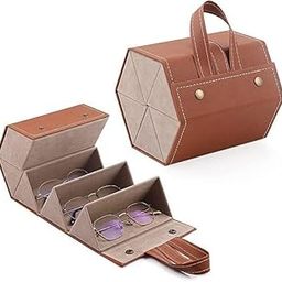 Sunglasses Organizer 5 Slots Travel | Leather Multi Purpose Glasses Case Multiple Pairs Eyeglasses Storage Box Hanging Eyewear Holder (Multicolor)-image-80
