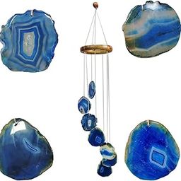 Shubhanjali Blue Agate Slice Windchime,Windchime for Positive Energy,Agate Sliced Geode Wind Chime Hanging Soothing Melodious Sound Energy for Home, Office,Balcony, Window-image-36