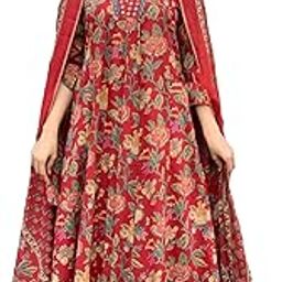 Women's Rayon Blend Anarkali Printed Kurta with Palazzo & Dupatta-27