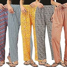Women & Girls Track Pant Lower Pajama Cotton Printed Lounge Wear Soft Cotton Night Wear (Pack of 5) Multicolor (Medium) Regular-7
