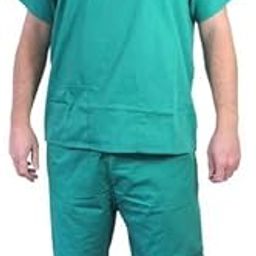 Primestore India Unisex Scrub Suit set V-Neck 3 Pocket Top and Cargo Type Trouser (44 XXL, Sea Green)-6
