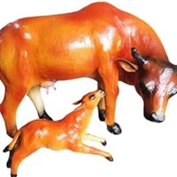 Handmade Leather Cow With Baby Decorative Showpiece 11 Inch (Paper Mache)-picture-16