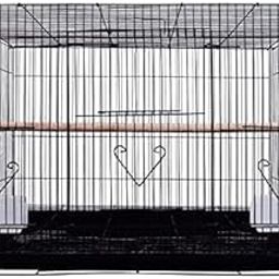 Rizopets Bird Cage, Crate for Rabbit, Parrots and Small Pets with Sliding Tray, 2 Feeding Cup & 2 Perch with Secure Lock (1.5 Feet, Black), Metal-image-96