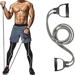 Heavy-Duty Resistance Band with Ergonomic Handles – Full Body Workout, Home & Gym Fitness Equipment, Double Toning Tube, Grey-image-38