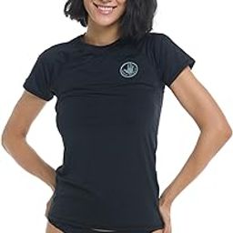 Women's Smoothies in-Motion Solid Short Sleeve Rashguard with UPF 50 Black, Large-image-15