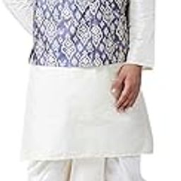 (Since 1958 Mens Silk Blend Cream Kurta Dhoti and Nehru Jacket COMBO-image-1