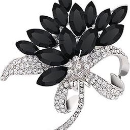 Rhodium Plated Designer Crystal Brooch for girls and women BP1101037RBla-13