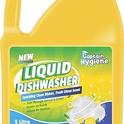 Captain Hygiene Liquid Dishwasher – Yellow Fresh Citrus Scent | Cuts Grease & Grime, Gentle on Hands, No Residue | Sparkling Clean Dishes | New Formula (5000 ML)-image-25