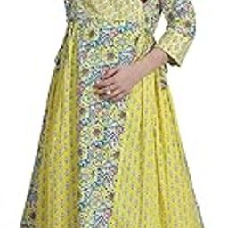 Floral Printed Cotton Maternity Kurta/Feeding/Nursing/Zipper/Printed/Calf Length-image-68