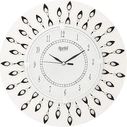 CIRCADIAN Ajanta Diamond Wooden Wall Clock with Glass for Home/Living Room/Bedroom/Kitchen (White, 12 x 12 in)-image-46