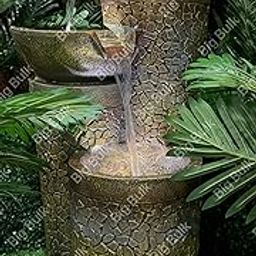 Big Bulk 3 Tier Round Shaped Golden Big for Living Room Home Decor Garden Decoration and Drawing Room Indoor Outdoor (43 x 43 x 83 cm) (Fountain)-image-53
