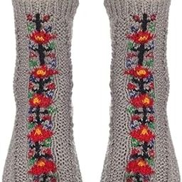 Handmade KC woolen socks for girls and women (Crochet socks) Handmade KC woolen socks for girls and women flower design - Grey-image-37