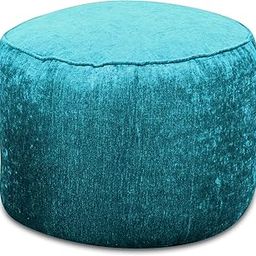 Style Homez Haut Collection, Round Poof Bean Bag Ottoman Stool Large Size Teal Color Premium Velvet Fabric, Cover Only-picture-15