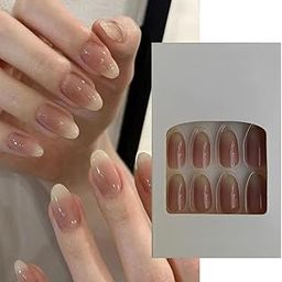 S.A.V.I 24 Pcs Nude & Off-White Gradient Press On Nails | Medium Length, Round Shape False Nails | Reusable, Natural-Look Artificial Nail Tips | Easy to Apply, Long-Lasting Fake Nails for Women & Girls-12