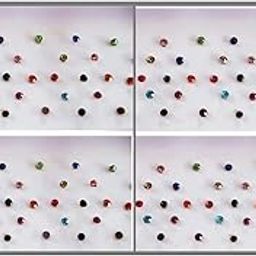 DeLegarde Small Multi Colour Stone Bindi Tikka Self-Adhesive For Girls Women Ladies (4 Packets)-51
