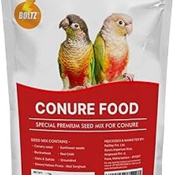 Boltz Best Bird Food for Conures, Natural and Healthy Premium Seed Mix for Conure Parrot, Daily Birds Treat for Conures, Complete Nutrition to All Life Stages (1 KG (Pack of 1))-47