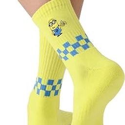 Souled Socks: Minions Men and Boys Yellow Embroidered Ankle Length Pull On Cotton Blend Socks-picture-53