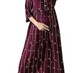 Women's Rayon V-NeckFull Sleeves Maternity Dress Feeding Kurti with Zipper (1345-MD)-image-98