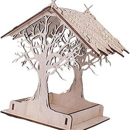 SAZ DEKOR Hanging Wood Bird House Pet Supplies for Tree Hanging Garden Decoration Yard Light Wood-image-20