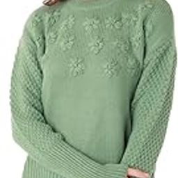 zink london Women's Green Embroidered Regular Sweater-picture-32