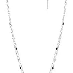 Verona Mangalsutra | Stainless steel | Silver-Tone Double Chain with Black Beads & Floral CZ Pendant | Graceful Fusion of Tradition & Modern Shine-image-10