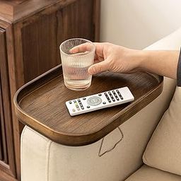 UJEAVETTE Wooden Sofa Arm Rest Clip On Tray Collapsible Multi Purpose Square-picture-16