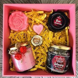 Laviche Bath Essentials Rose Essentials Christmas Gift Box Luxurious Bath and Body Spa Experience (Rose Candle, Rose Body Scrub, Rose Soap, Rose Lip Balm, Rose Handcream, Travel Soap,)-50