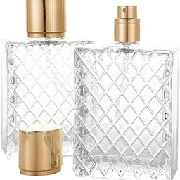 Hunky Dory 2pcs 50ml Empty Clear Glass Delicated Perfume Decant Spray Bottles with Metal Pump and Cap For DIY Perfume,Rose Water, Travel Use-image-1