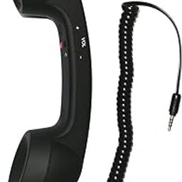 Retro 3.5mm Telephone Handset Cell Phone Receiver Mic Microphone Speaker for iPhone iPad Mobile Phones Cellphone Smartphone (Black)-14