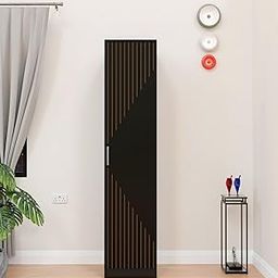 Spyder Craft Fraser Single Door Engineering Woo Wardrobe for Clothes| Stylish Cupboard for Bedroom| Multi Utility Design with Handles| Engineered Wood- (Black) 1 Year Warranty-3