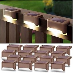 Muzztech Solar Deck Lights 16 Pack Fence Post Solar Lights for Patio Pool Stairs Step and Pathway, Weatherproof LED Deck Lights Solar Powered Outdoor Lights (Warm White)-image-3