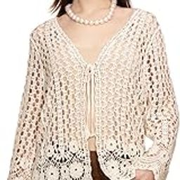 Lace Knit Pattern Cotton Regular Fit V-Neck Full Sleeves Shrug for Women-picture-27