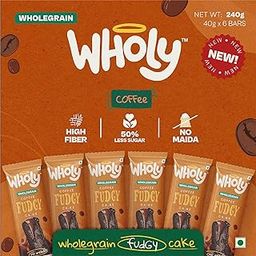 Wholy Wholegrain Coffee Fudgy Center Filled Cake | High Fibre | Moist & Delicious | Eggless | Trans Fat Free | Multigrain Nutritious Balanced Snack - 40g (Pack of 6)-image-62