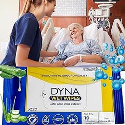 LADY HAWK Dyna 1 Pack of 10 Wipes - Easy Bath Wet Wipes with Aloe Vera Extract. 32 x 32cms Wet Wipes for Adults and Patients. Moisturizing Bath. 10 Pulls/Pack- Microwaveable Bed Bath Wet Wipes. Moq6-picture-32