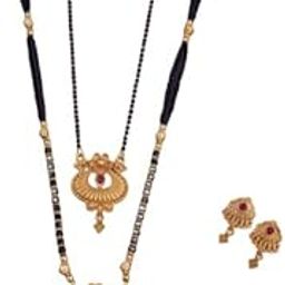 Traditional Long Mangalsutra for Women, Black and Gold-image-113
