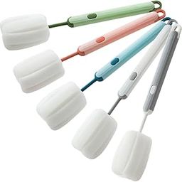 JEWEDECO 5pcs Cup Sponge Brush Handle Bottle Cleaner for Thorough Glassware Bottle Cleaning Versatile Multi-Function Scrubber Strong -Removing Power-image-15