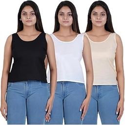 Women Waist Length 100% Fine Cotton Camisole/Slip/Inners for Kurti Suit,Chikan Tops - Non Stretchable -Solid Side Open All Day Wear-picture-17