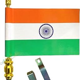 Almoda Creations Car Bonnet Flag for Hatchback/Sedan/Suv, Car Flag Rod Bonnet Scorpio, Flag Car for Fortuner Customize Your Design/Logo. (Indian Car Bonnet Flag with Golden Rod)-image-39
