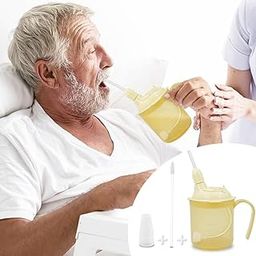 HANNEA® Drinking Beaker Cup for Disabled Adults, Convalescent No Spill Feeding Cup with Straw-image-80