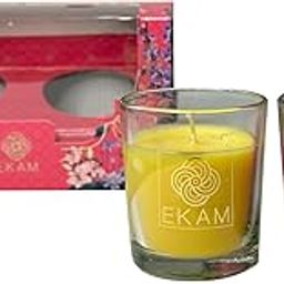 EKAM | Pack of 2 Votive Candles| Honey & Lemon| Clary Sage & Geranium| 10 Hours Burn Time | Luxury Candles | Ideal for Home Decor, Gifting & Aromatherapy| Festive Collection-image-31