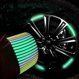 Dornoma 20 Pcs Universal Reflective Car Wheel Rim Stickers - Anti-Collision Glow in The Dark Tape for Night Safety, Luminous Stripe Decals for Bike, Car, Motorcycle, Truck Wheel Hub Decoration Strips-image-19