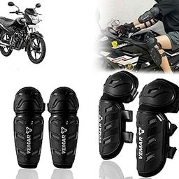 Auto Pearl Motorcycle Knee Shin Guards Elbow Pads, 4 in 1 Monstor Style Knee Shin Safe Protection Armor for Moto Cycling Racing compatible with Sport ESBS6 (Black, 4Pcs)-image-88