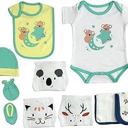 TinyLane - Curated for You! Premium Organic Baby Shower Gift Pack, 0-6 Months, Multi-Color Baby Gifts for Newborn Boys & Girls, Pack of 12, Hypoallergenic Bamboo Fabric, GOTS Certified-image-4